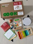 Mamido Montessori Hudební box XXL 4v1 13ks Xylofon Tamburína Harmonika děti 1-2 roky