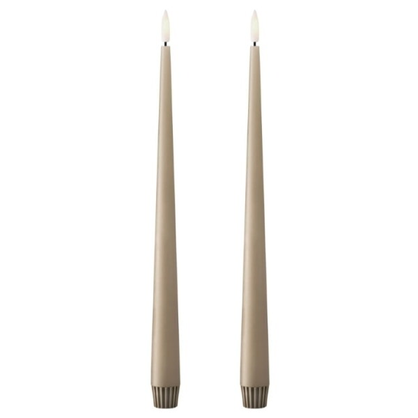 Ester & erik LED svíčka Taper 30 cm / 18 Nougat Note – set 2 ks, béžová barva, plast, vosk