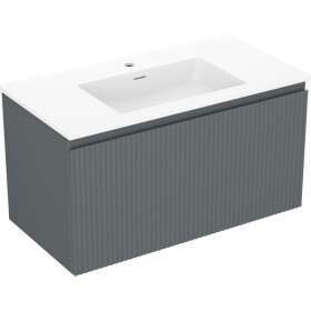 MEXEN/S - Rivel koupelnová skříňka 90 cm s umyvadlem Otis, 1 šuplík, reliéf , grafit mat/bílá mat 91A20-09047-1-BF66-W18M01