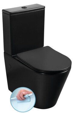 SAPHO - PACO RIMLESS WC kombi mísa s nádržkou, spodní/zadní odpad, černá mat PC1012WRB