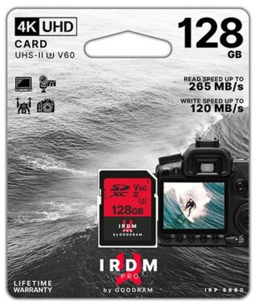 GOODRAM IRDM Pro SDXC 128GB UHS-II U3 / UHS II / U3 / V60 / R: až 265 MBps / W: až 120 MBps (IRP-S6B0-1280R12)