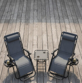 Sada 2 polohovacích zahradních židlí se stolem - šedá