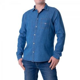Tommy Jeans Tjm Cotton Denim Shirt Mid Indigo DM0DM08399-447 pánské