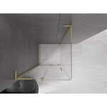 MEXEN/S - Velar L sprchový kout, posuvné dveře 90 x 90, transparent, zlato kartáčovaná 871-090-090-03-55