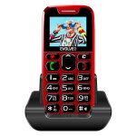 EVOLVEO EasyPhone, mobilní telefon pro seniory s nabíjecím stojánkem, červený