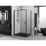MEXEN/S - Exo sprchový kout dveře křídlové 80 x 75, transparent, černá 817-080-075-70-00