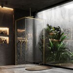 REA/S - Sprchový kout SOLAR - zlatý Brush 90x90 Se sprchovou vaničkou Savoy KPL-96018