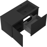 MEXEN/S - Rivel koupelnová skříňka 100 cm s umyvadlem Otis pravá, 1S, 1D, reliéf, černá mat 91A23-10047-3-BBFF71-W18P71