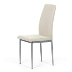 Židle jídelní, krémová látka, šedé kovové nohy