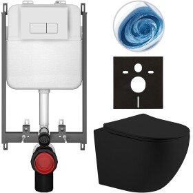 CERANO - Kompletní WC set Basic/Cesso - černá matná - WC tlačítko Modulo/Bílá - pro zazdění - 49x36 CER-8050BD86226