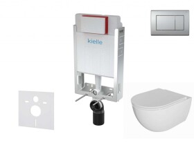 Kielle - Genesis Set předstěnové instalace, klozetu Oudee, sedátka softclose a tlačítka Gemini III, matný chrom 30505SZ70