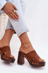 Dámské sandály na podpatku se zlatými přezkami Camel Nerelle 39