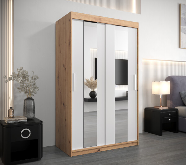 Šatní skříň Abi Po Barva korpusu: Dub artisan, Rozměry: 120 cm, Dveře: Bílá