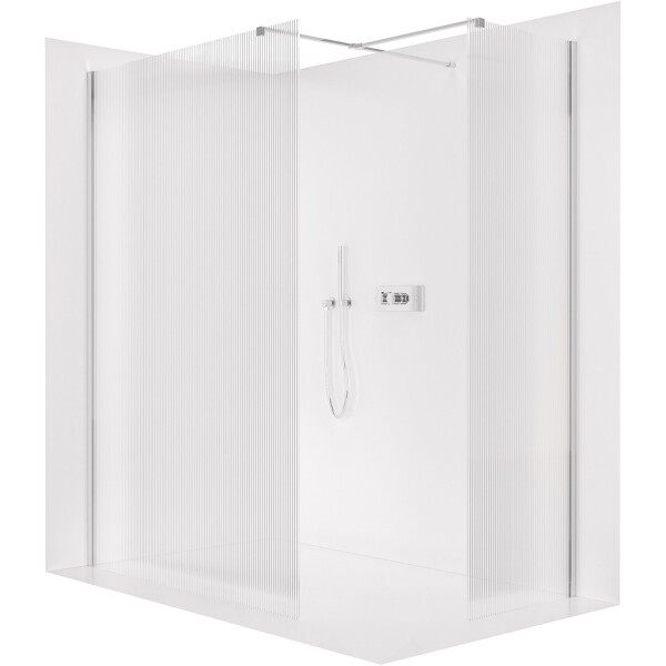 CERANO Sprchová zástěna Walk-in Onyx T L/P - 8 mm - hranatá vzpěra - chrom, rýhované sklo - 110x50x200 cm