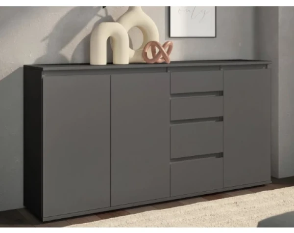 Široká komoda se šuplíky Brest, 160 cm, antracitová