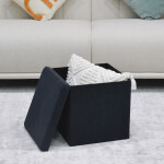 Taburet s úložným prostorem, černá manšestrová látka