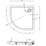 MEXEN - Flow+ Sprchová vanička čtvrtkruh 80 x 80, bílá lesk 46Q108080H