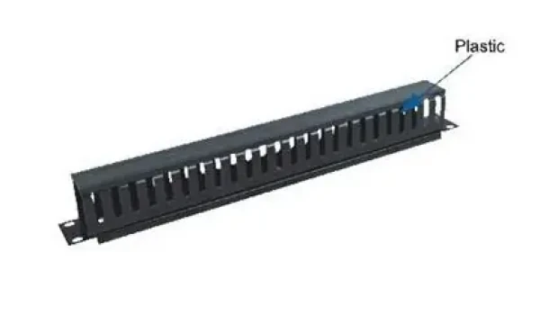 OEM Vyvazovací panel 19" 1U jednostranná plastová lišta černá / Vyvazovací panel / Jednostranný / Průchozí (9650)