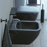 DURAVIT - Happy D.2 Závěsný bidet, 365x540 mm, otvor pro baterii, WonderGliss, anthracite mat 22581513001