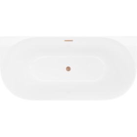 MEXEN/S - Oval Slim volně stojící vana nástěnná 170 x 80, bílá, sifon a přepad měď kartáčovaná 52661708000-65