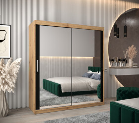 Šatní skříň Abi T3 Barva korpusu: Dub artisan, Rozměry: 180 cm, Dveře: Černá