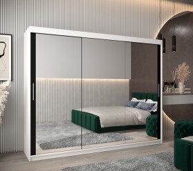 Šatní skříň Abi T3 Barva korpusu: Bílá, Rozměry: 250 cm, Dveře: Černá