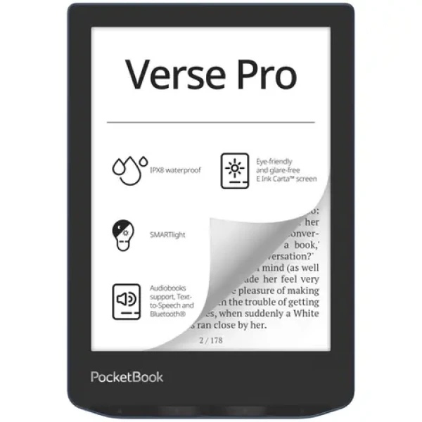 PocketBook Verse Pro modrá / 6" / 1448x1072 T / 16GB / E-Ink / 1500mAh / USB-C / Wi-Fi (PB634-A-WW-B)