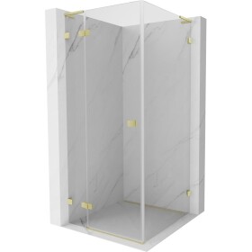 MEXEN/S - Lunar L sprchový kout dveře křídlové levá 80 x 80, transparent, zlato kartáčovaná 834L-080-080-55-00-L