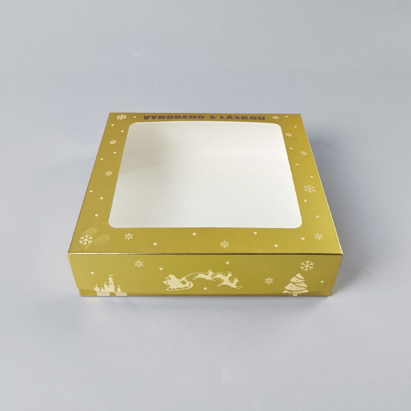 Cake star vánoční krabice zlato-bílá s laminací S 20x20x5cm