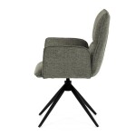 Židle jídelní, zelená látka, 360° vratný mechanismus, černý kov