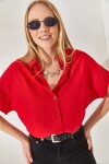 Olalook Women's Red Bat Oversize Linen Shirt