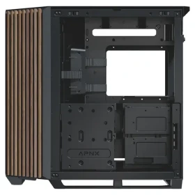 APNX V1 Midi-Tower ATX case černá-dřevo / ATX / 3x 360 mm ARGB / 1x 120mm ARGB / bez zdroje / průhledná bočnice (APCM-VI01103.11)