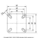 Tente Přístrojové kolečko 50 mm,otočné s brzdou 780