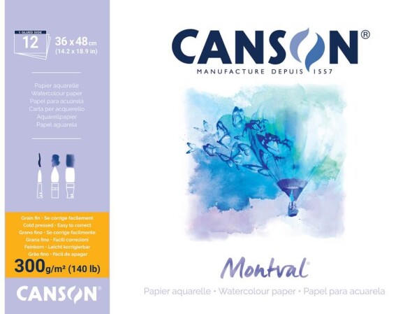 Canson Montval akvarelový papír blok 36 x 48 cm 300 g 12 listů