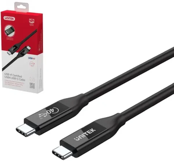 Unitek C14100BK černá / Kabel USB-C / USB-C (M) - USB-C (M) / 0,8 m (C14100BK-0.8M)