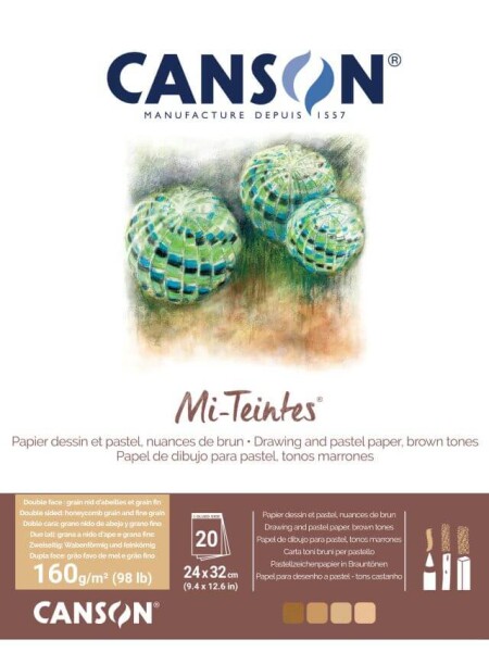 Canson Mi-Teintes lepený blok 20 listů 24x32 cm 160g hnědé tóny