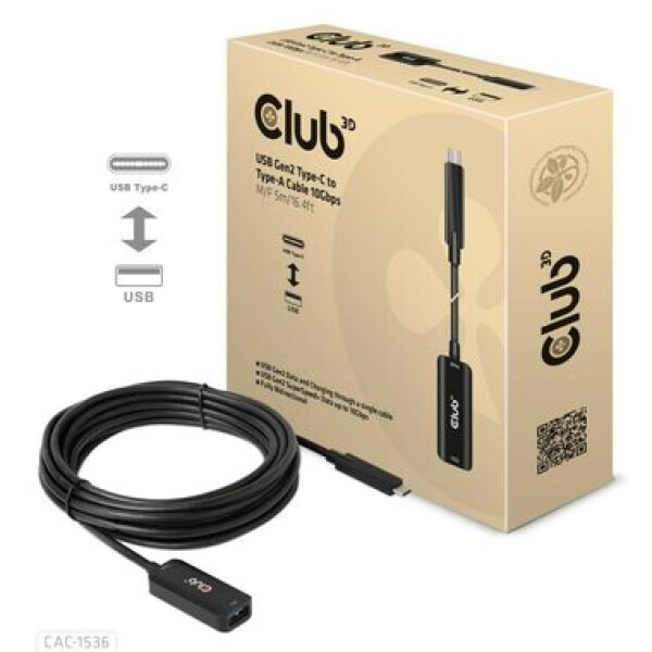 Club3D CAC-1536 USB-C na USB-A, 10Gbps, 5m