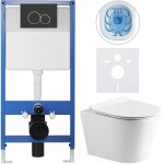 CERANO - Kompletní WC set Profi/Carlito - bílá lesklá - WC tlačítko Duo/Černá matná - předstěnová instalace - 48,5x36,5 CER-8050BD84299
