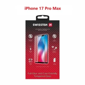 SWISSTEN FULL GLUE COLOR FRAME CASE FRIENDLY sklo pro Apple iPhone 17 Pro Max černá (54501884)