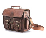 Kožené retro moto brašny hnědé 6L