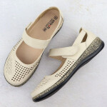 Dámská prolamovaná obuv na suchý zip béžová Unisoft 7026 37