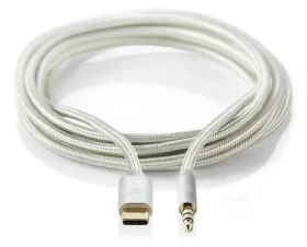 Nedis Profigold USB-C - 3,5mm jack stříbrná / Redukce / nylonový opletenec / 1 m (CCTB65940AL10)