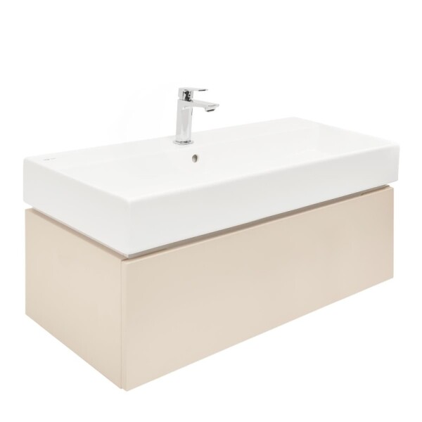 Koupelnová skříňka s umyvadlem SAT Feel 100x30x46 cm pískově béžová mat SATFEEL100BEU2B SATFEEL100BEU2B