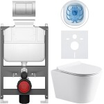 CERANO - Kompletní WC set Basic/Carlito - bílá lesklá - WC tlačítko Maxio/Stříbrná - ovládání shora - předstěnová instalace - 48,5x36,5 CER-8050BD86040