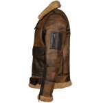 Pánská Kožená Zimní Bunda Bomber Brook Pravý Kožíšek Brixton Hnědá Velikost: 7XL