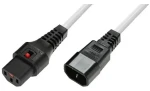 MicroConnect Prodlužovací kabel s IEC zámkem C13-C14 bílá / Prodlužovací kabel / 1,5 m / 230 V / 10 A (MC-C13C14LOCK-1.5MW)