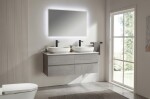 CERANO - Koupelnová skříňka Carole - betonově šedá + deska z lit. mramoru Elanys - 12 mm - bílá matná - 120x49,2x46 CER-8050BD85511