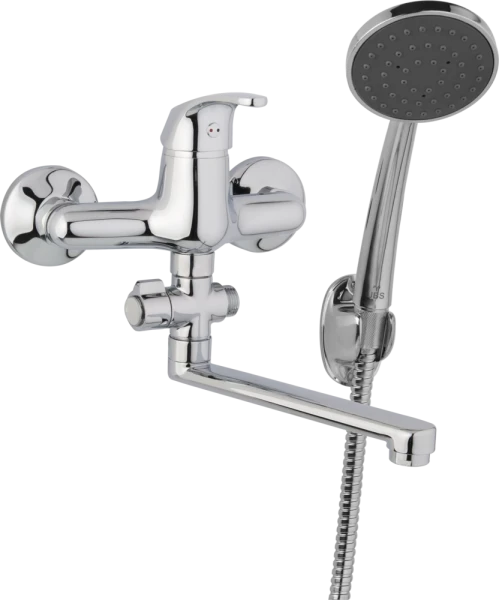 JB Sanitary Nástěnná umyvadlová a sprchová baterie SLIM, rozteč 150 mm, otočný přepínač, s příslušenstvím, ramínko 300 mm A10 37 11