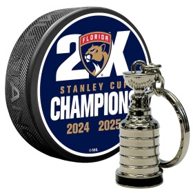 Fanatics Set puku a přívěšku Florida Panthers NHL 2025 Stanley Cup Champions Puck & Keychain
