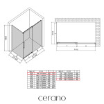 CERANO - Sprchový kout Lantono - pravá - 8 mm - Soft-Close - chrom, mléčné sklo - 100x100 - posuvný CER-665521